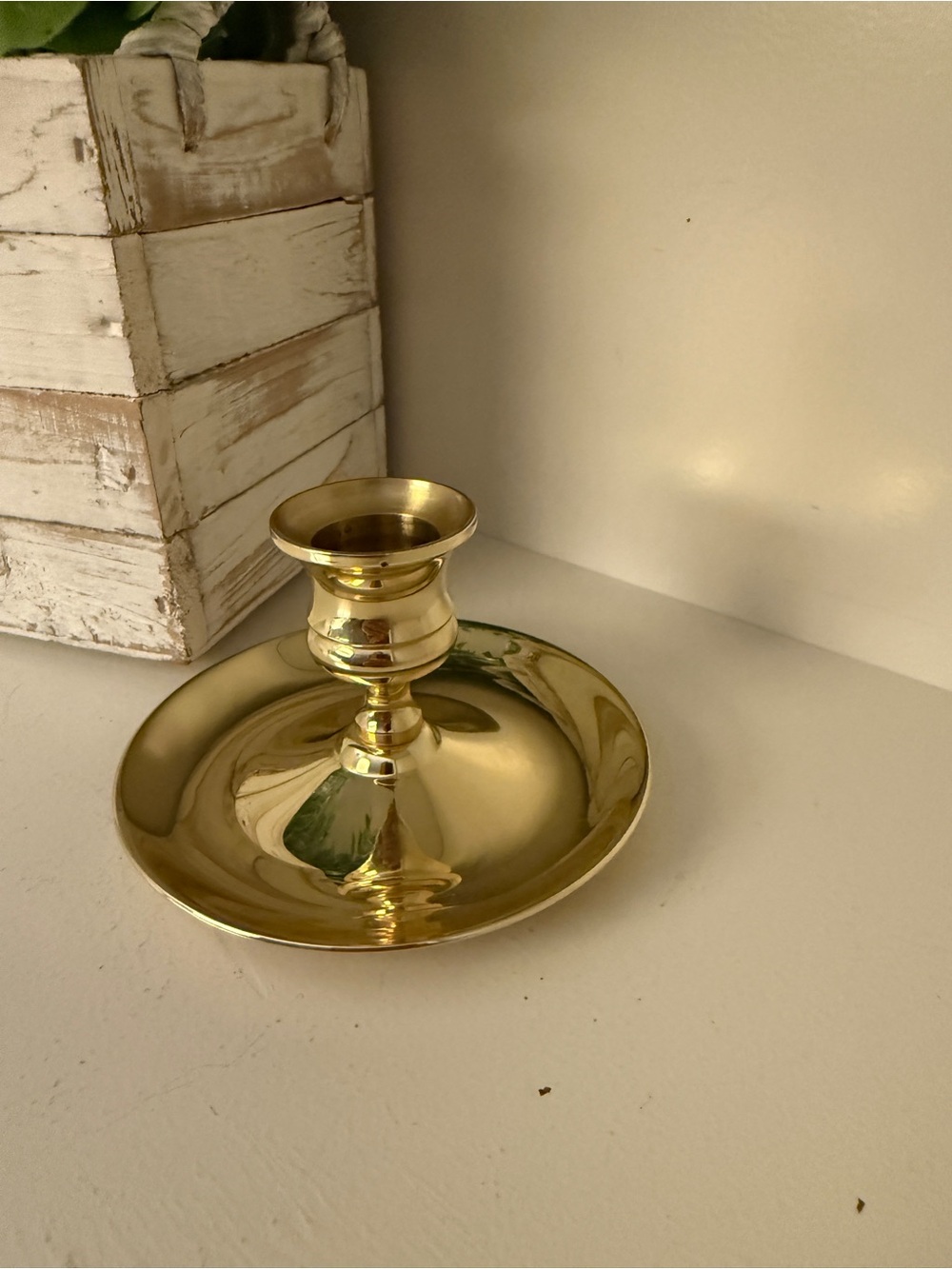 Vintage Baldwin Brass Taper Candle Holder Saucer Base Gold Cottage Decor